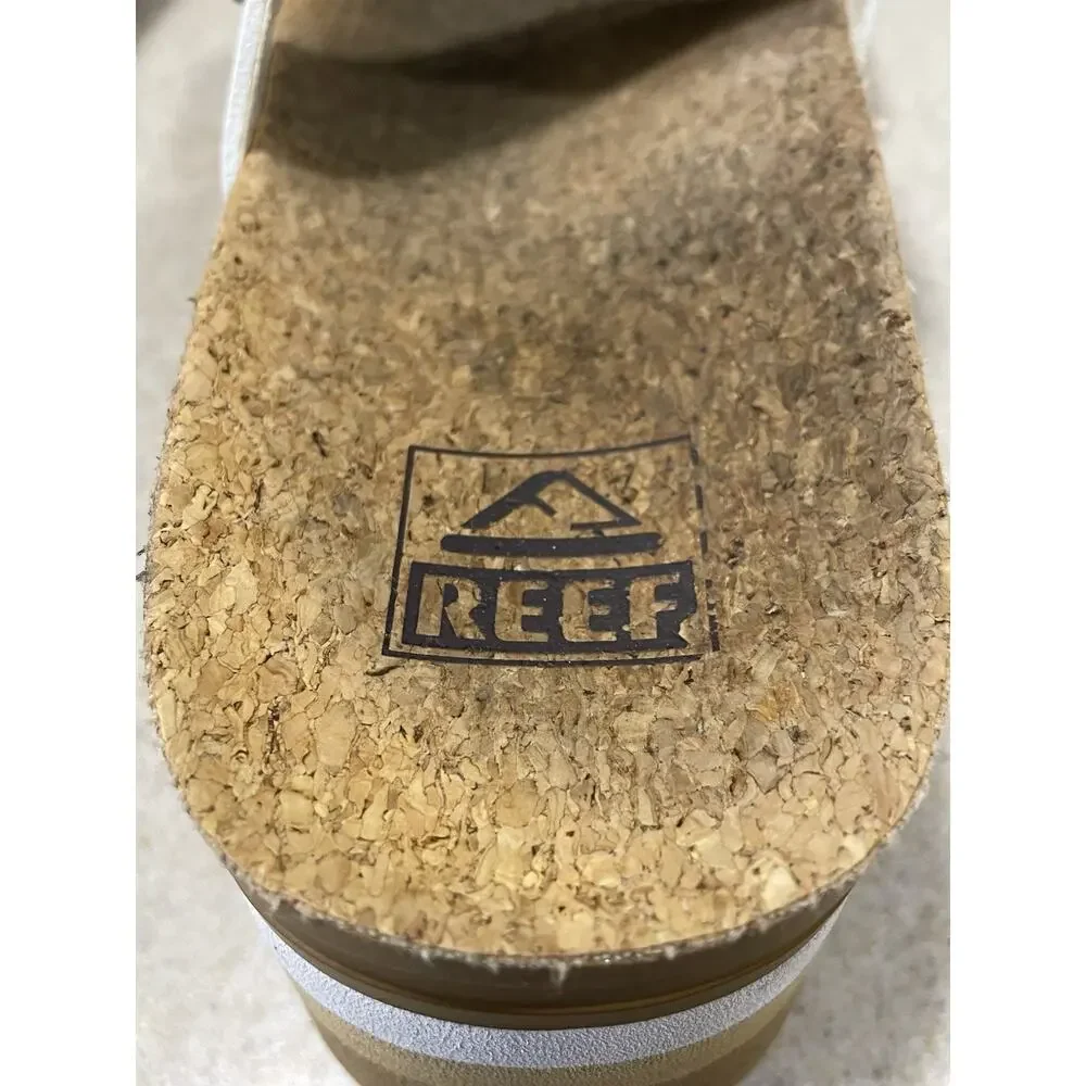 Reef Cushion Vista Hi Sandals White/Brown -Cork Women’s Size 7 -Summer Wear -EUC